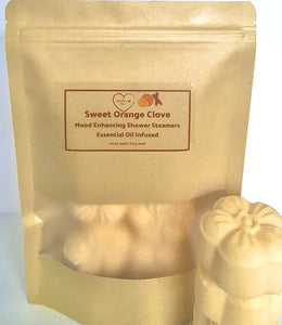 Sweet Orange Clove Shower Steamers | Mood Enhancing - 4 pack | 8 pack