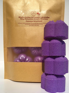 Black Amber Lavender Shower Steamers | Deep Relaxation | 4 pack | 8 pack