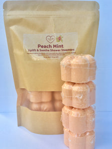Peach Mint Shower Steamers | Uplift & Sooth | 4 pack |  8 pack