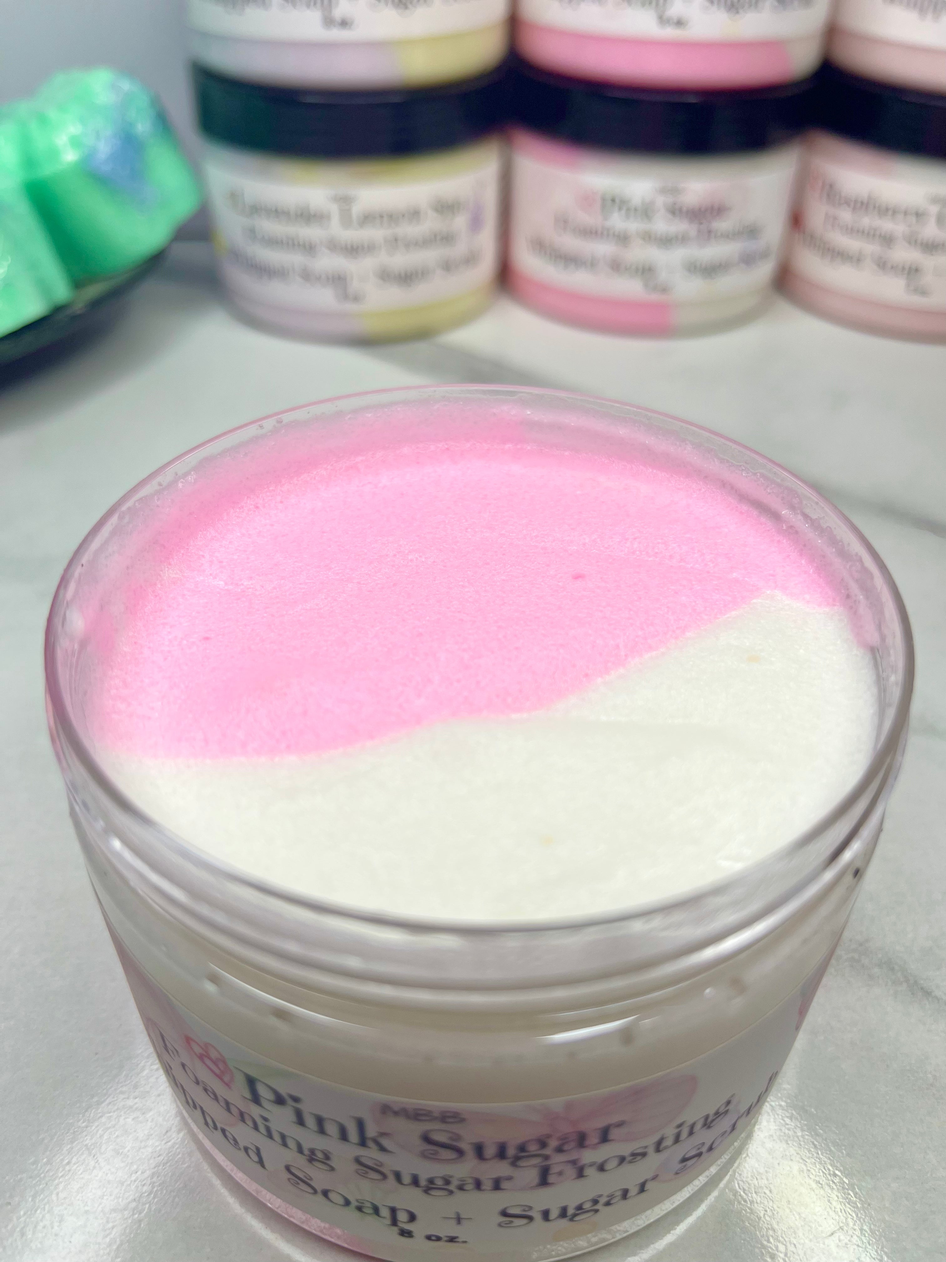 Pink Sugar Foaming Shower Frosting | Whipped Soap and Sugar Scrub | Sugar Scrub