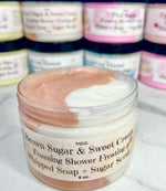 Load image into Gallery viewer, Brown Sugar &amp; Sweet Cream Foaming Shower Frosting | Whipped Soap and Sugar Scrub | Sugar Scrub
