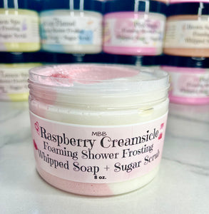 Raspberry Creamsicle Foaming Shower Frosting | Whipped Soap and Sugar Scrub | Sugar Scrub