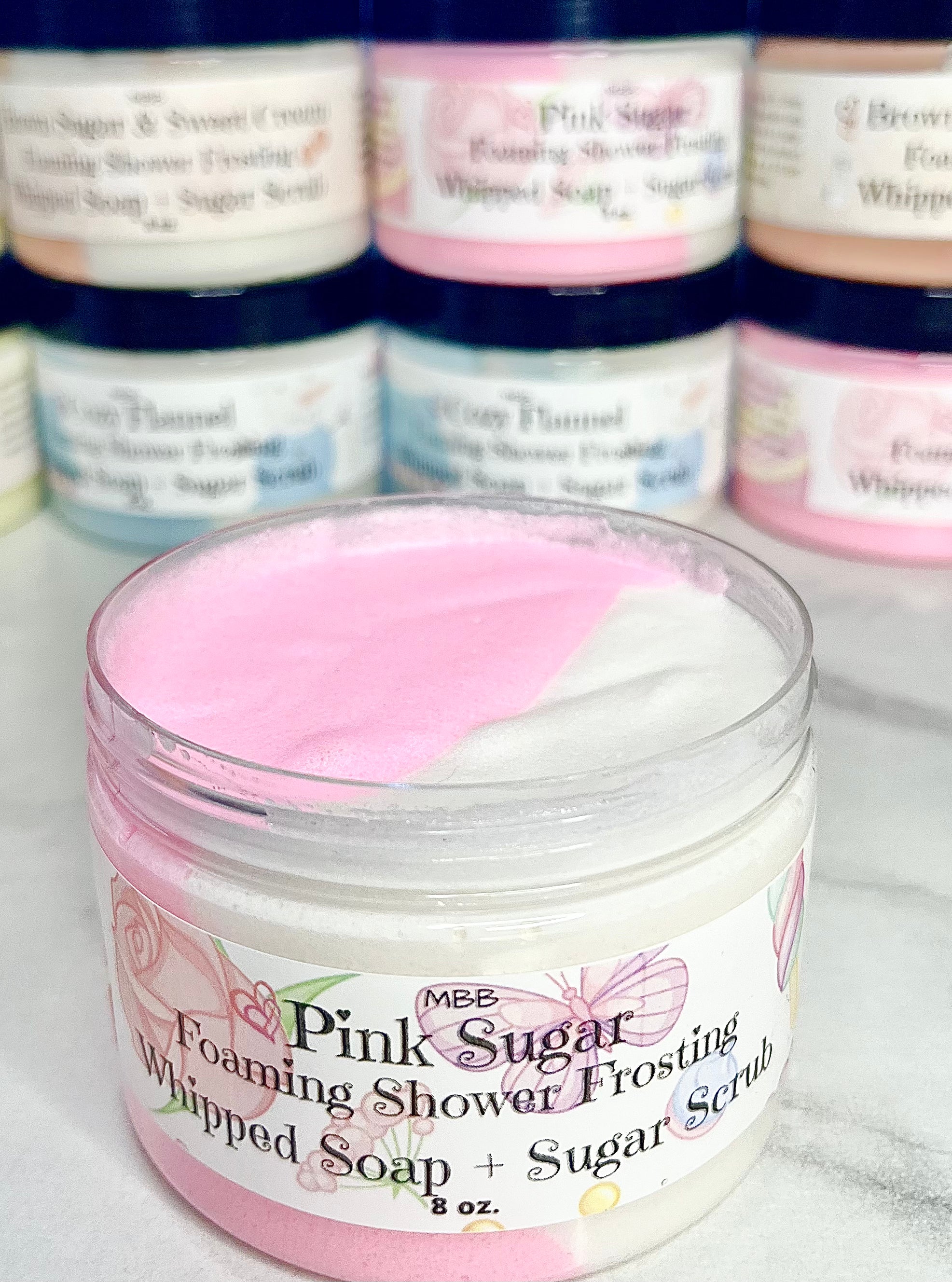 Pink Sugar Foaming Shower Frosting | Whipped Soap and Sugar Scrub | Sugar Scrub