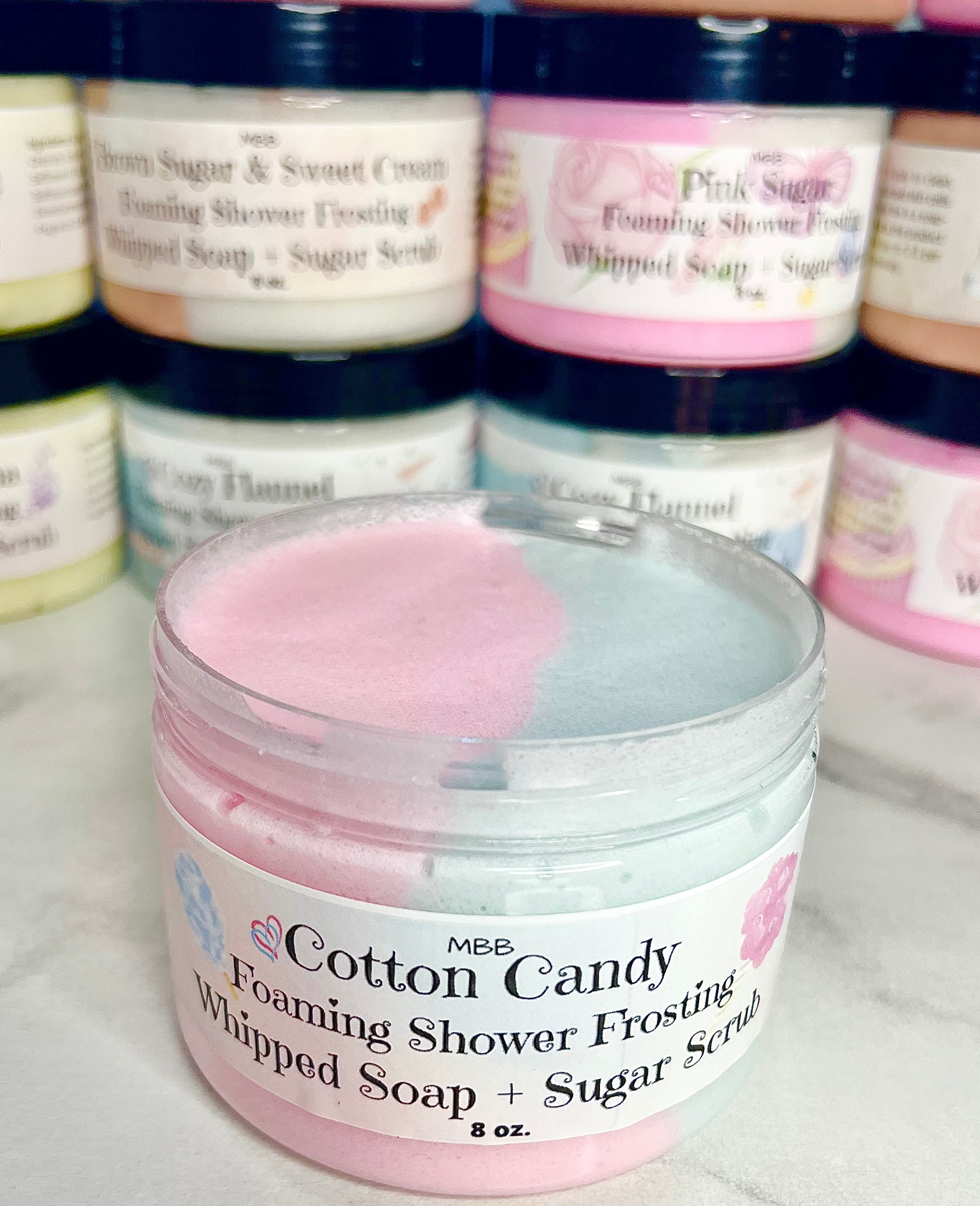 Cotton Candy Foaming Shower Frosting | Whipped Soap and Sugar Scrub | Sugar Scrub